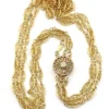 Triple strand gold filled necklace with filigree links and vermeil clasp layered design 16 inch