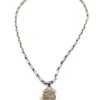 vintage st george coin pendant necklace alpaca silver tone chain