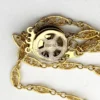 Triple strand gold filled necklace with filigree links and vermeil clasp layered design 16 inch