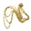 Triple strand gold filled necklace with filigree links and vermeil clasp layered design 16 inch