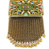 Vintage champleve enamel purse with chainmaille fringe and kisslock clasp