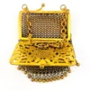 Vintage champleve enamel purse with chainmaille fringe and kisslock clasp