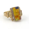 Vintage dichroic glass ring gold filled with rectangular color shifting art glass size 5.75