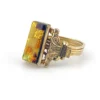 Vintage dichroic glass ring gold filled with rectangular color shifting art glass size 5.75