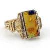 Vintage dichroic glass ring gold filled with rectangular color shifting art glass size 5.75