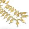 Vintage filigree link necklace with gold and silver tone spear shaped links 17 inch