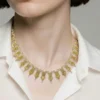 Vintage filigree link necklace with gold and silver tone spear shaped links 17 inch
