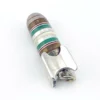 Vintage missile shaped pendant silver tone with green and white enamel striped novelty charm
