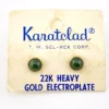 S l1000Nephrite Jade Stud Earrings Karatclad Gold Tone On Original Card