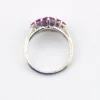 Vintage ruby cluster ring in sterling silver with diamond shaped setting and clear spinel accents size 6