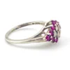 Vintage ruby cluster ring in sterling silver with diamond shaped setting and clear spinel accents size 6