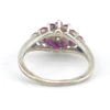 Vintage ruby cluster ring in sterling silver with diamond shaped setting and clear spinel accents size 6