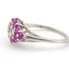 Vintage ruby cluster ring in sterling silver with diamond shaped setting and clear spinel accents size 6