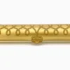 Vintage Speidel Golden Chord watch band box with textured beige plastic and gold accents from the 1950s