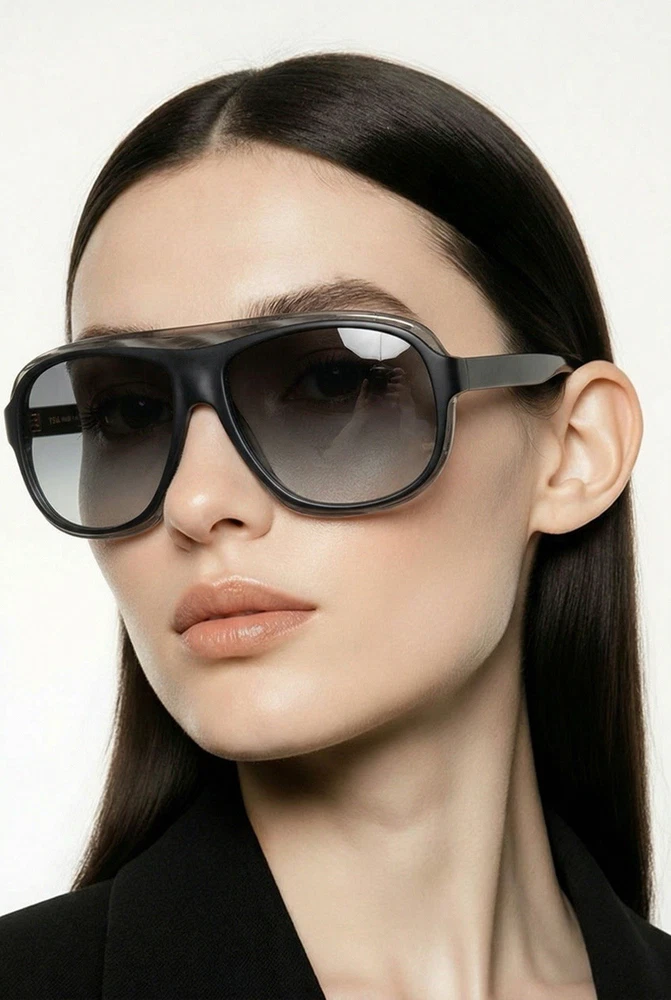 YSL Sunglasses 2345/S Oversized Wrap Frame Black 59mm