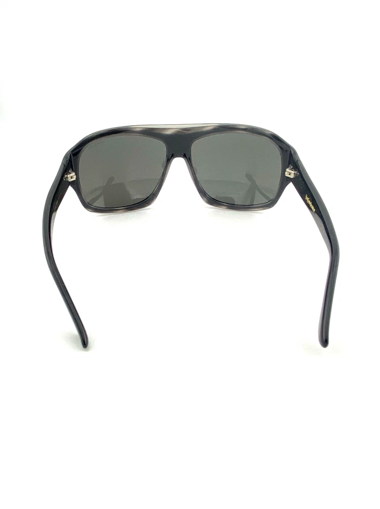 Yves Saint Laurent YSL 2345/S oversized wrap sunglasses matte black frame tortoise inset 59mm