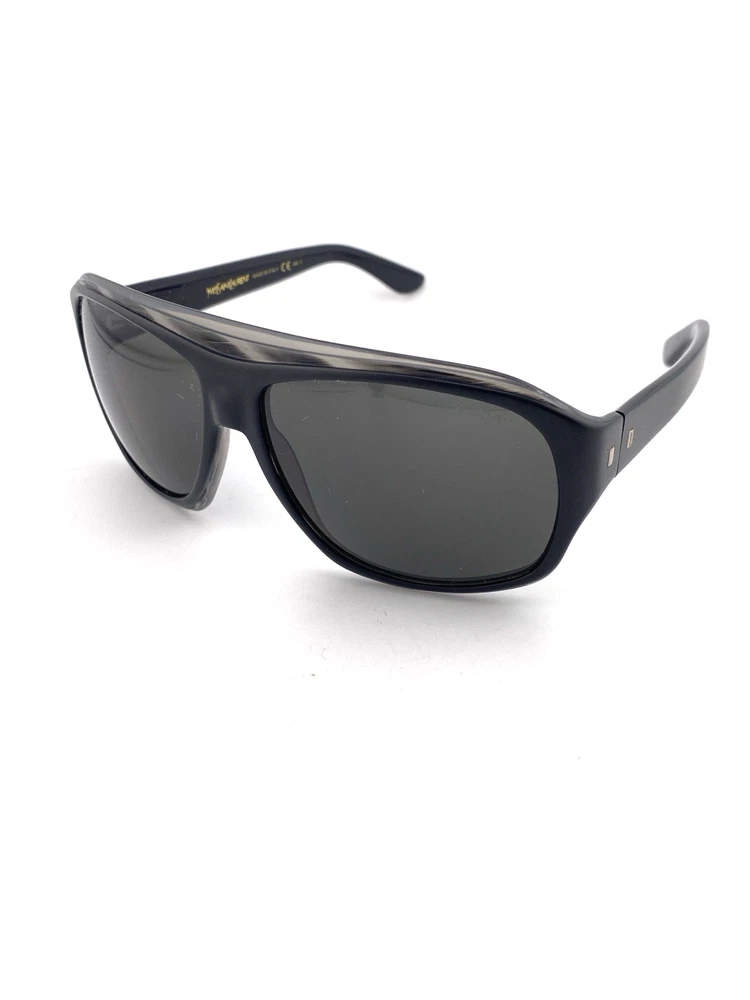Yves Saint Laurent YSL 2345/S oversized wrap sunglasses matte black frame tortoise inset 59mm