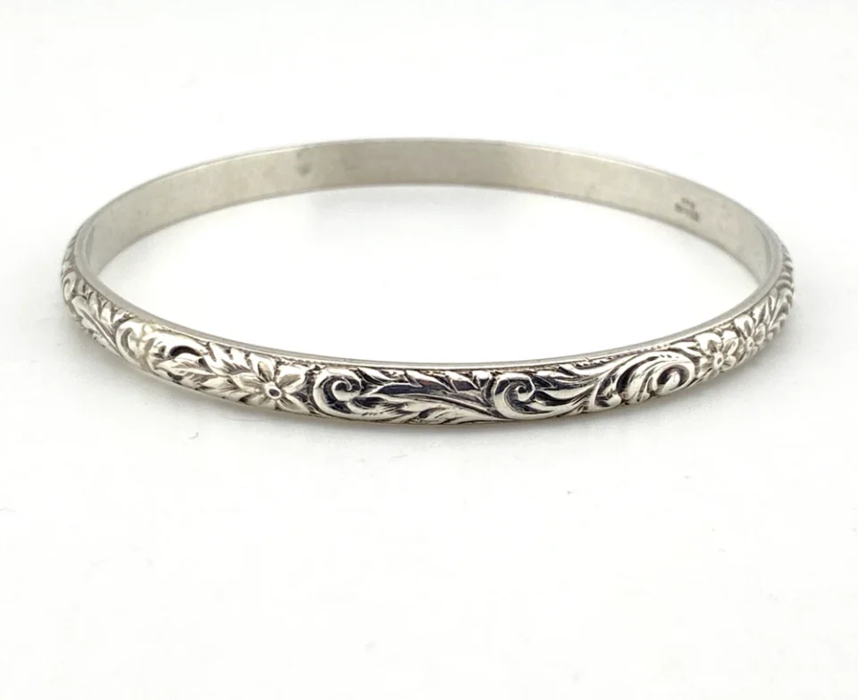 P&H Sterling Silver Forget Me Not Bangle Bracelet