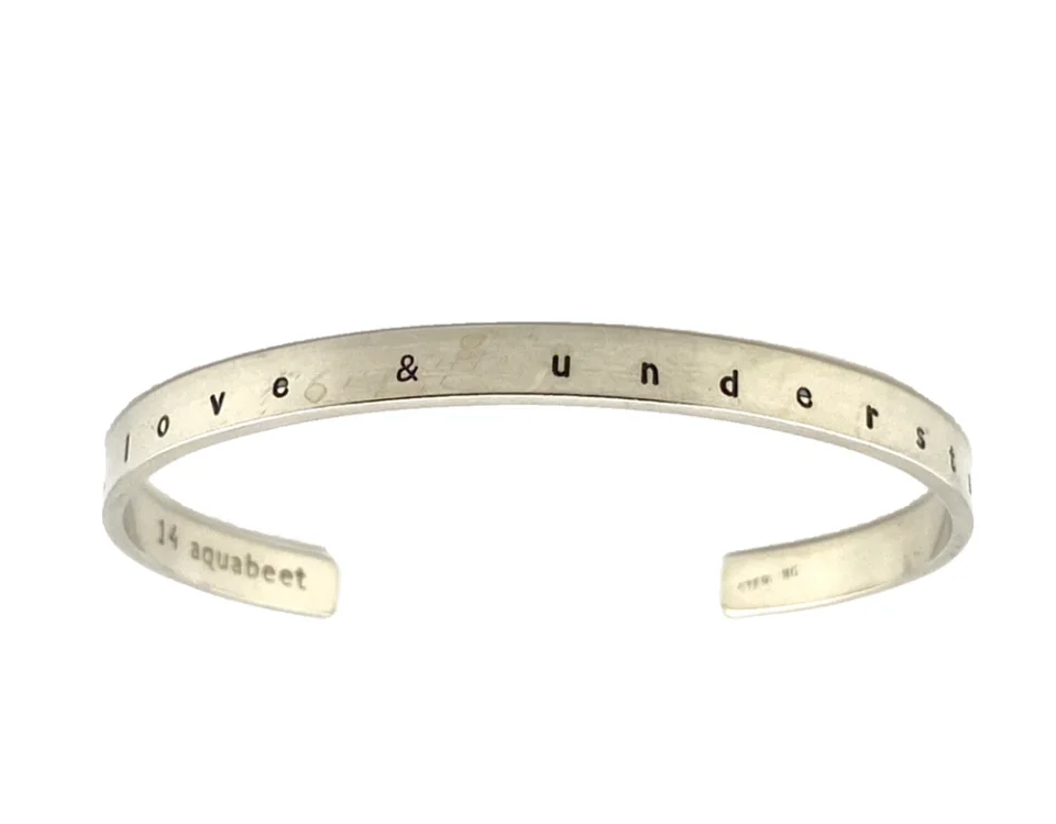 Aquabeet Sterling Silver Peace Love Understanding Cuff Bracelet