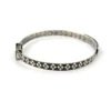Art Deco JHP sterling silver child’s size bangle bracelet with champlevé enamel blue flower center and geometric textured band