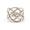 Vintage Mexico sterling silver openwork basket weave band ring with interwoven trellis design.