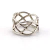 Vintage Mexico sterling silver openwork basket weave band ring with interwoven trellis design.