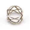 Vintage Mexico sterling silver openwork basket weave band ring with interwoven trellis design.