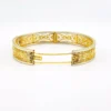 Antique gold filled filigree clamper bracelet with hand carved shell cameo and hidden clasp opened