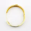 Antique gold filled filigree clamper bracelet with hand carved shell cameo and hidden clasp side view