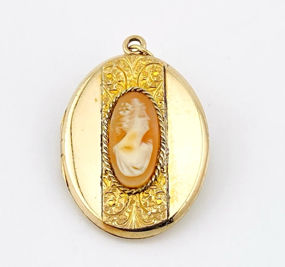 Edwardian Gold Filled Binder Bros Shell Cameo Locket