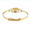 Signed Kiddie Kraft 1/20 12K gold filled sweetheart bangle bracelet with guilloche enamel heart, pink rose, and green leaves