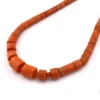 Estate tube coral necklace detail of front center.