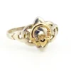 Vintage sterling silver and estimated 8k gold Claddagh ring with crowned heart and Celtic openwork shoulders