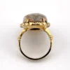 Vintage gold filled Crazy Lace Agate ring with oval cabochon and earthy natural pattern