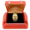 Vintage gold filled Crazy Lace Agate ring with oval cabochon and earthy natural pattern