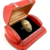 Vintage gold filled Crazy Lace Agate ring with oval cabochon and earthy natural pattern