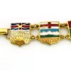 Vintage Canada souvenir bracelet with colorful enameled provincial shield links and gold plated finish