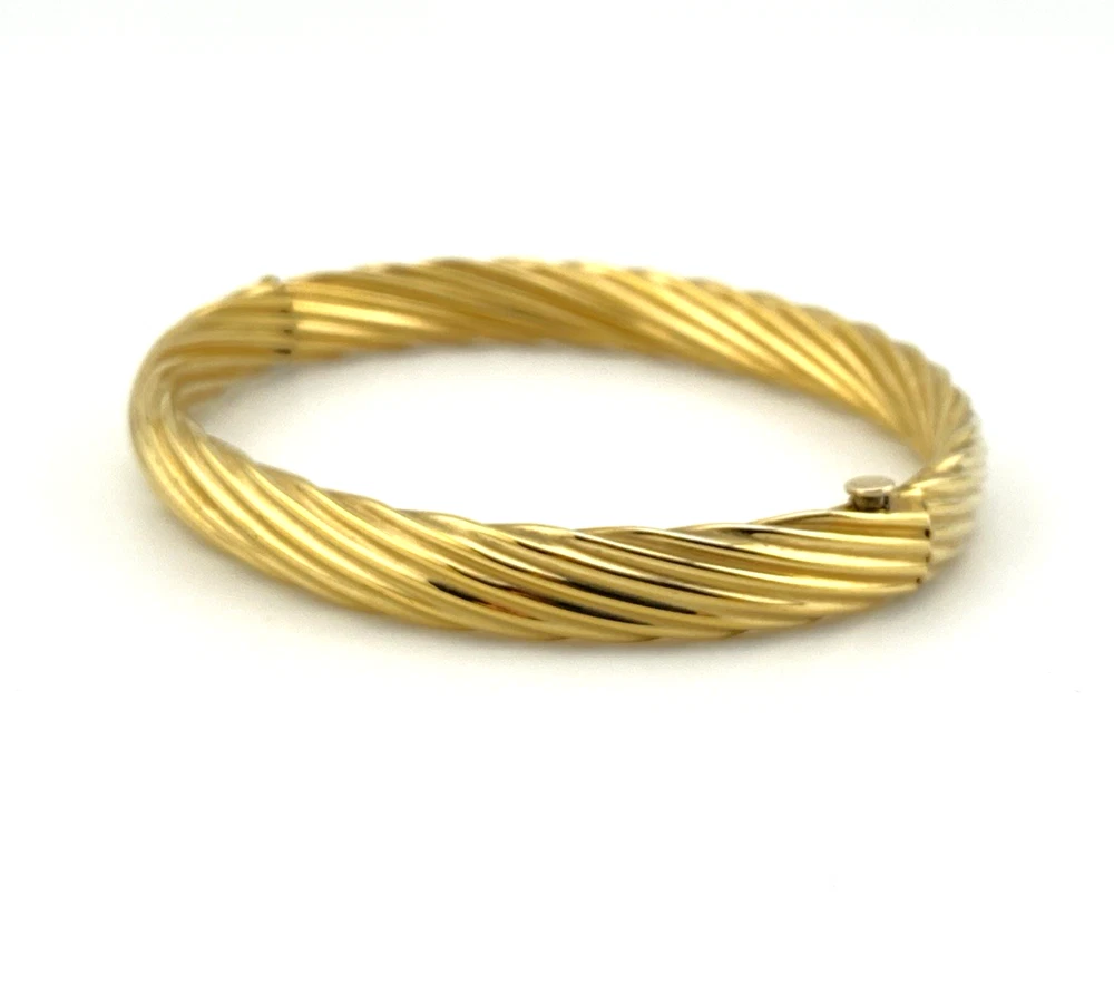 Vintage Carl Art 14k gold filled twisted rope hinged bangle bracelet with oval hollow form