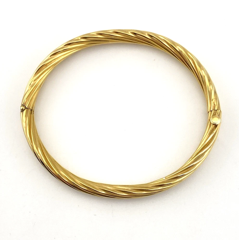 Vintage Carl Art 14k gold filled twisted rope hinged bangle bracelet with oval hollow form