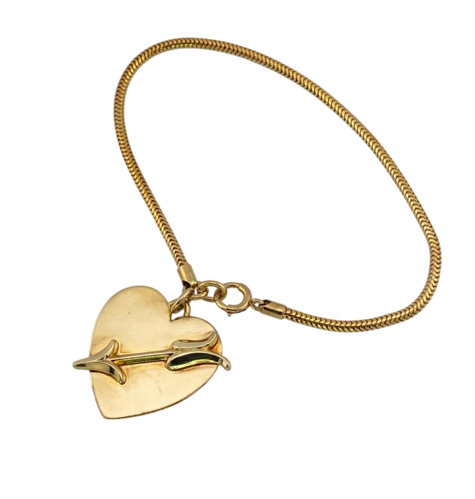 Vintage Forstner 12k Gold Filled Heart Arrow Bracelet