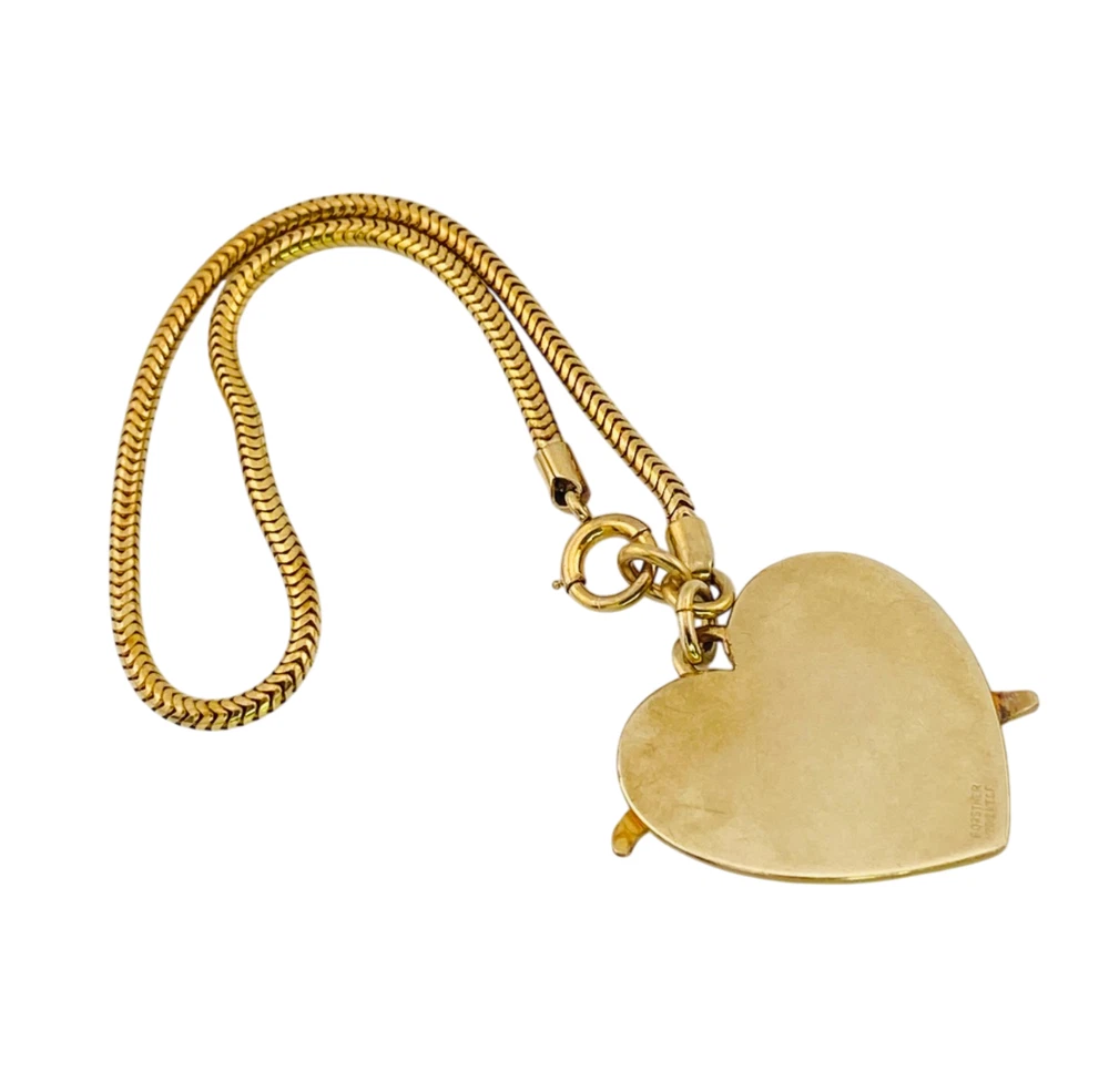 Vintage Forstner 12k gold filled heart and arrow charm bracelet on snake chain
