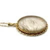 Gold rutilated quartz pendant necklace with oval cabochon and 12k rolled gold chain

8) Short Description