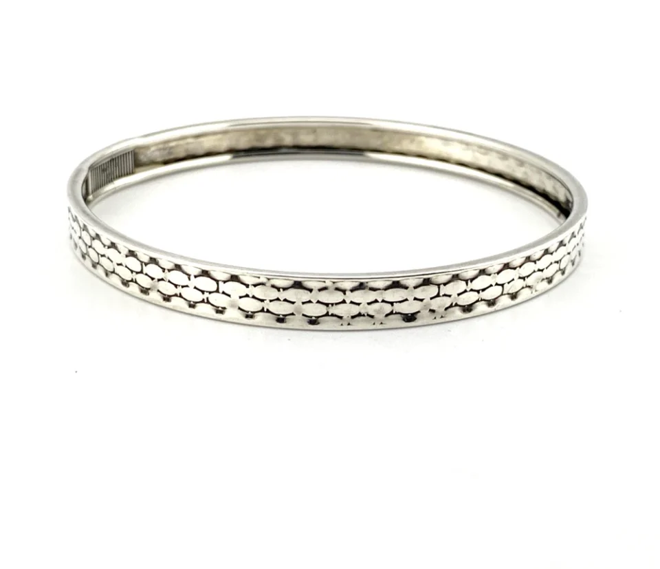 Beau Sterling Engraved Bangle Bracelet 7.75 In Southwestern Inspired Geometric