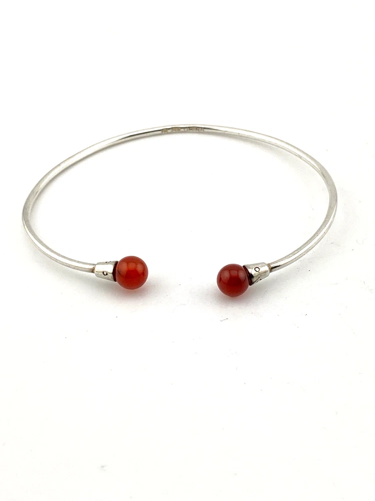 Sterling Silver Carnelian Open Cuff Bracelet