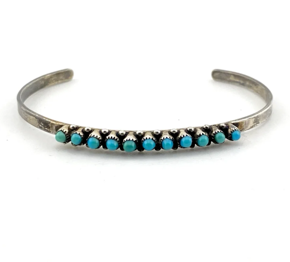 Sterling Silver Turquoise Snake Eye Cuff Bracelet