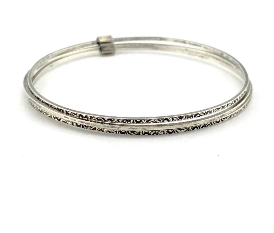 Antique Hallam Rice Sterling Silver Three Bangle Bracelet Set Size 7.5