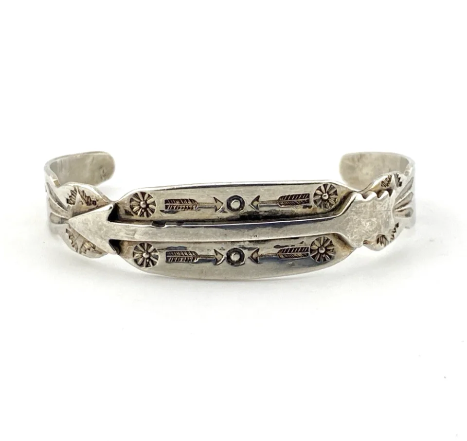 Navajo Fred Harvey Era Sterling Silver Arrow Cuff Bracelet