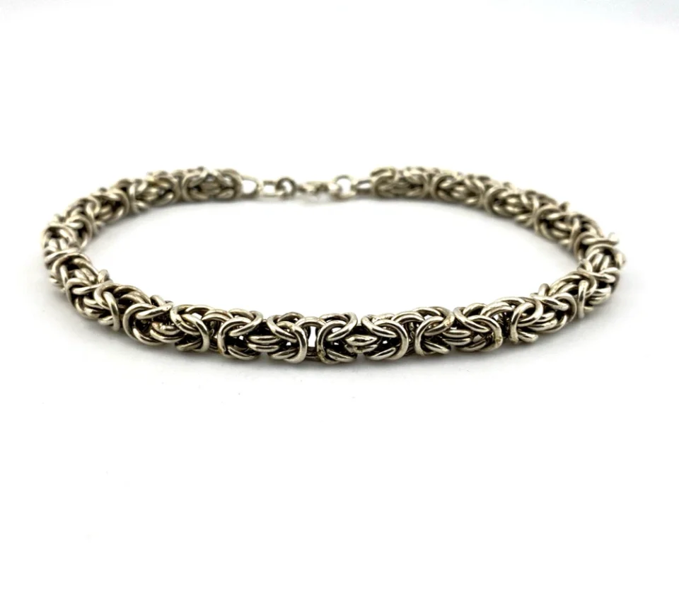 Vintage Sterling Silver Byzantine Chain Bracelet
