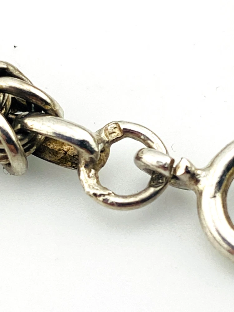 Vintage sterling silver Byzantine chain bracelet with spring ring clasp and longer unisex fit