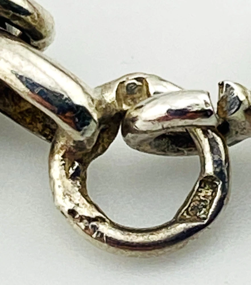 Vintage sterling silver Byzantine chain bracelet with spring ring clasp and longer unisex fit